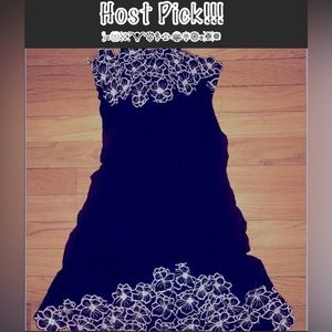 Leah Alexander Black White Floral Applique Tube Mini Dress Hippie Boho Summer S